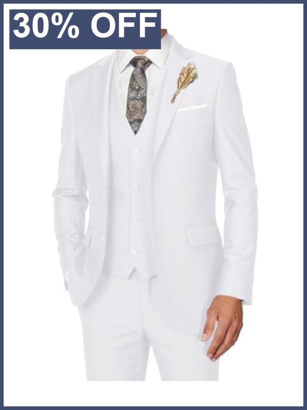 Men's 3 Piece Slim Fit Tuxedo Suit Set Jacket Vest Pants